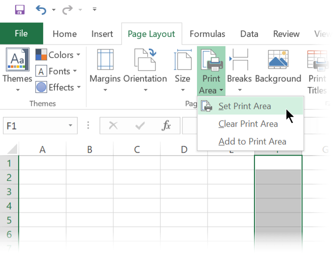 Установить область печати в Excel