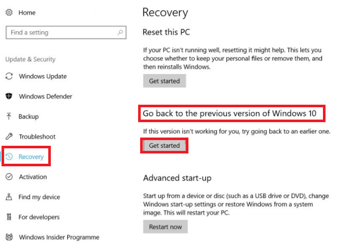 Как выполнить откат и удалить обновление Windows 10 Fall Creators для Windows 10 670x491