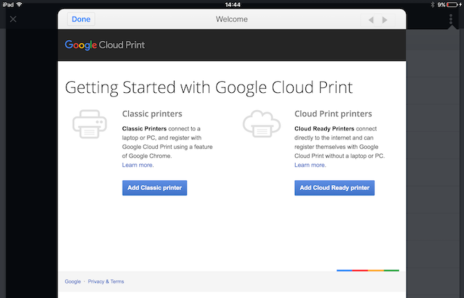 настроить Google Cloud Print