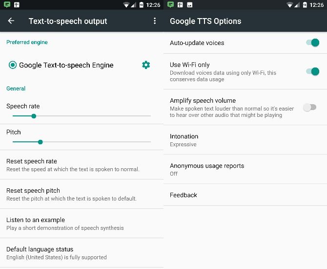 Android-Text-To-Speech-Настройки