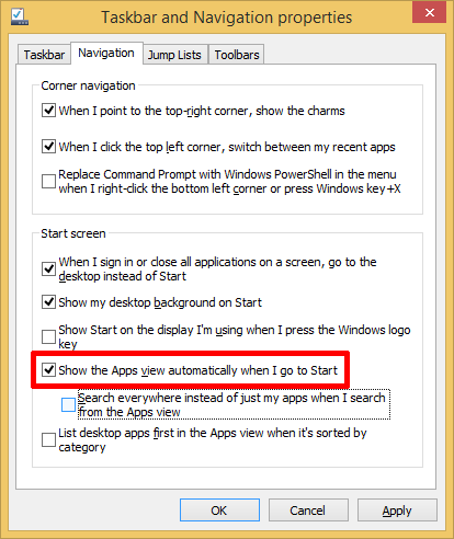 Включить замену меню «Пуск» в Windows 8.1