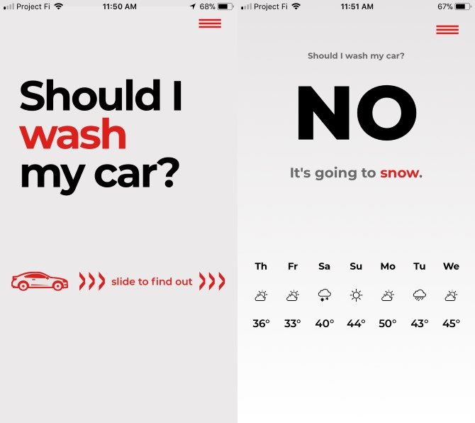 Washie Car Wash App Главный экран