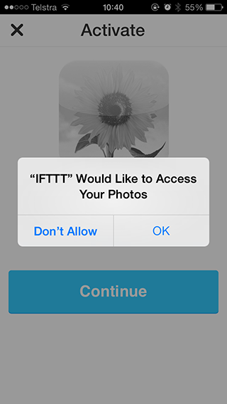 Поместите свой iPhone для работы с IFTTT авторизации