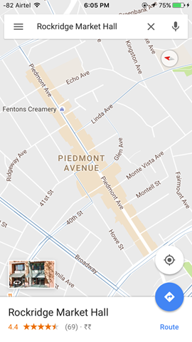 Области интересов в Google Maps
