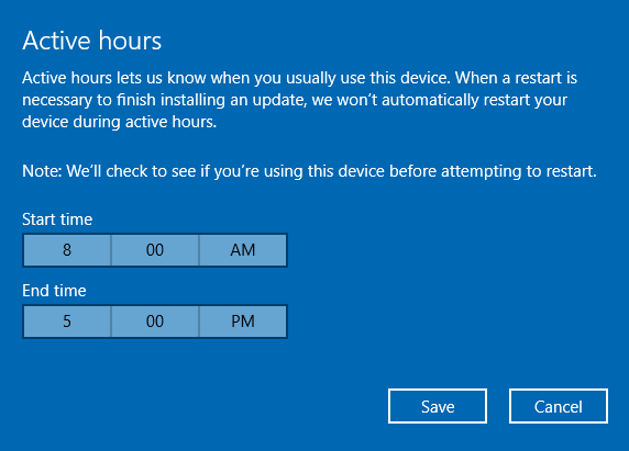 Windows 10 обновляет активные часы