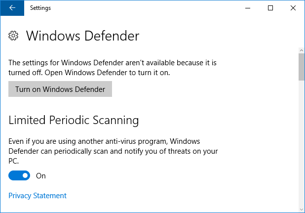 Windows Defender периодическое сканирование