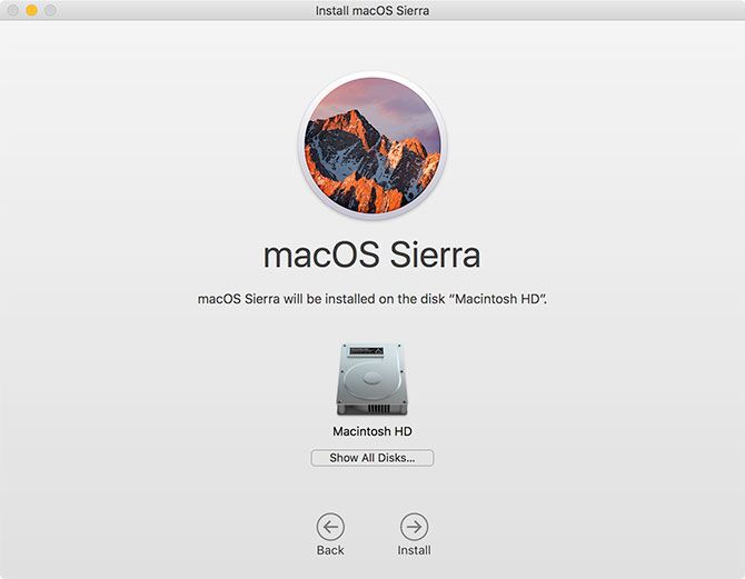 Запрос на установку MacOS Sierra