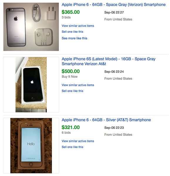 iPhone продан на eBay Цены