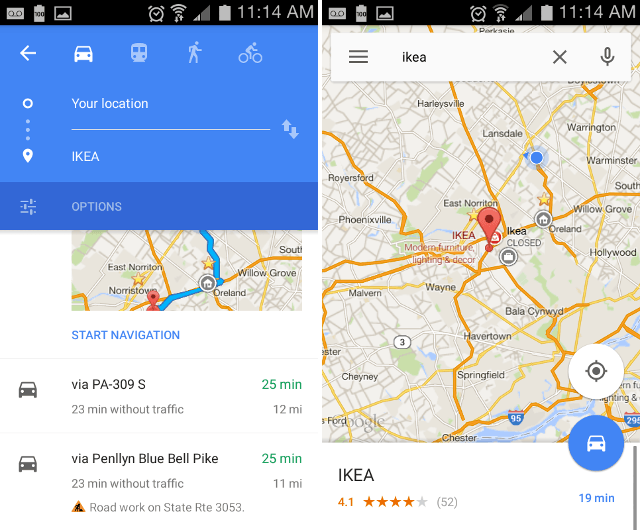 андроид-Google-карта-маршрутные типы