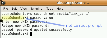 Как сбросить любой пароль Linux chroot
