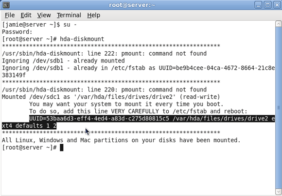 Настройка домашнего сервера Amahi - добавление диска на сервер [Linux] 8 скопируйте эту строку hda diskmount stuff