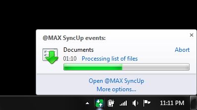 Автоматическое резервное копирование, синхронизация и восстановление файлов Windows с помощью @MAX SyncUp [Rewards] App tray
