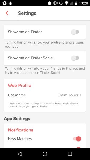 Настройки Android для Tinder Social