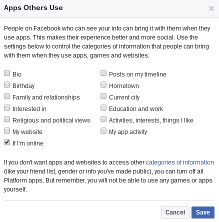 Приложения Facebook Другие Использование Настройки