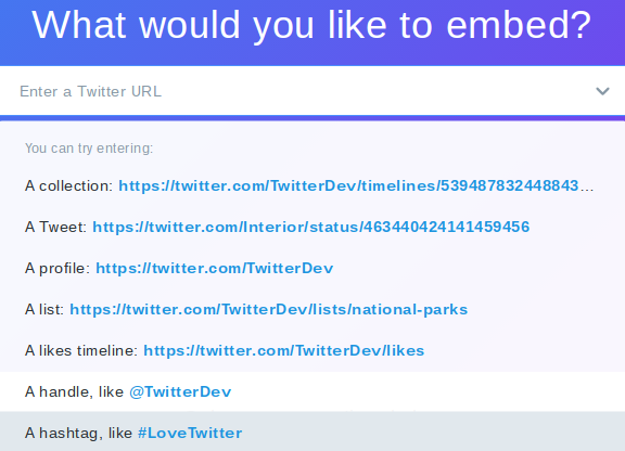 Twitter Publisher Embed