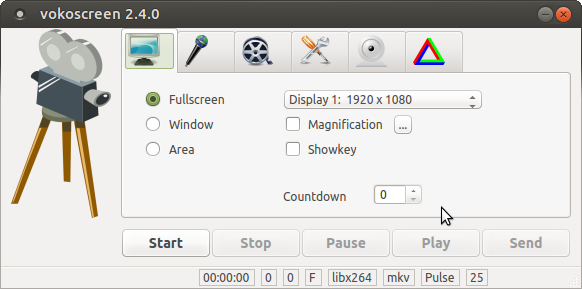 Muo Linux Экран записи Vokoscreen