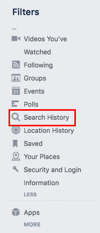 Как очистить вашу историю поиска Facebook Facebook История поиска браузера 1