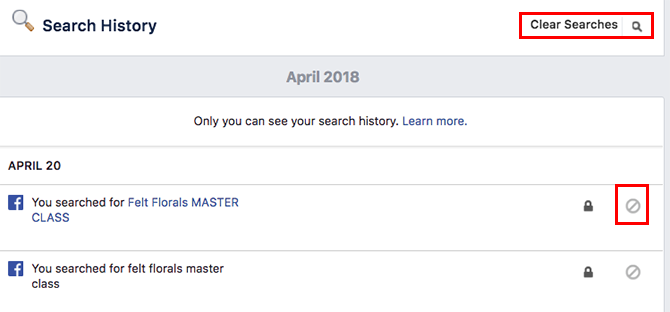 Как очистить историю поиска в Facebook История поиска в браузере 2