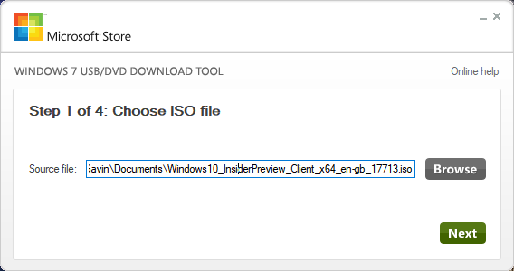 Windows USB / DVD Download Tool