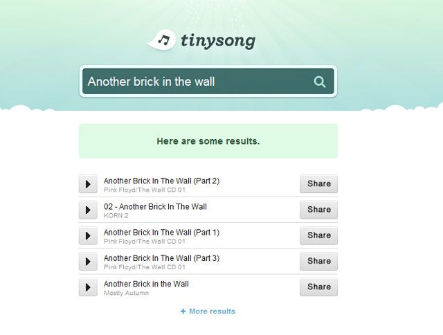 Поделиться песнями с Tinysong