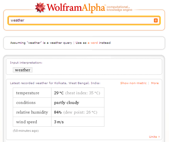 10 условий поиска, чтобы использовать Wolfram Alpha на каждый день Погода Wolfram