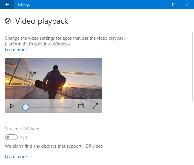 9 новых функций настроек в Windows 10 Fall Creators Обновление воспроизведения видео