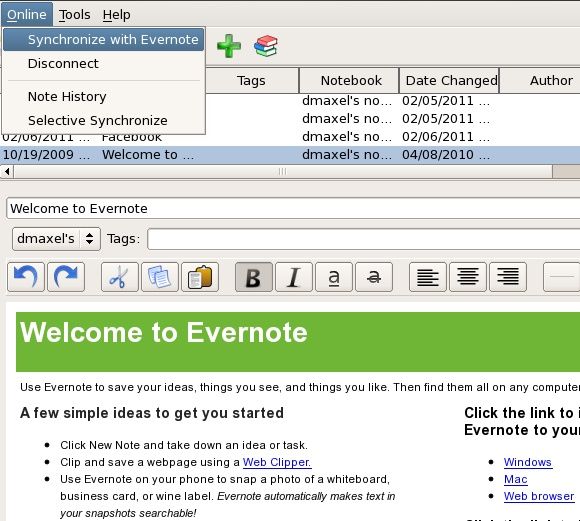 клиент evernote для linux
