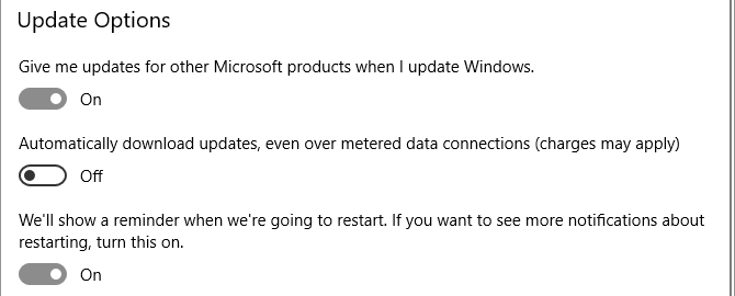 Параметры обновления Windows 10
