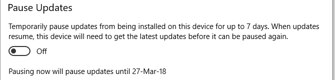 Windows 10 Pause Updates