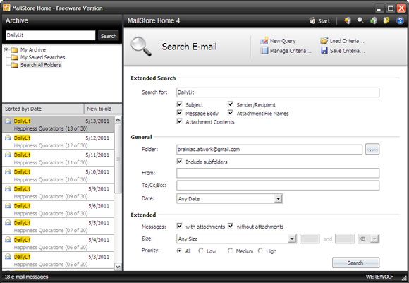 MailStore Home - один из самых простых бесплатных инструментов для резервного копирования электронной почты [Windows] mailstorehome07