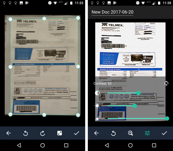 Сканирование документов на телефоне с помощью CamScanner для Android camscanner crop 571x500