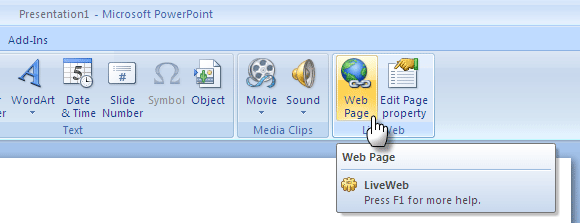 Как добавить живые веб-страницы в слайд PowerPoint PowerPoint Addin03c
