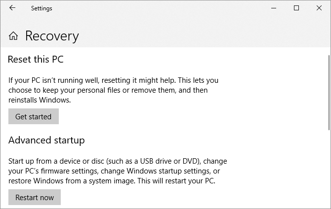 Windows 10 Recovery Расширенный запуск