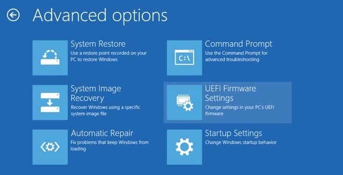 Windows 10 Устранение неполадок Дополнительные параметры Параметры прошивки UEFI