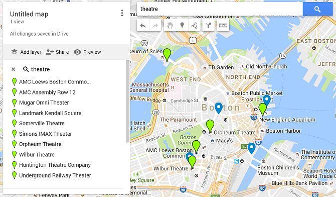 Театры слоя Google Maps