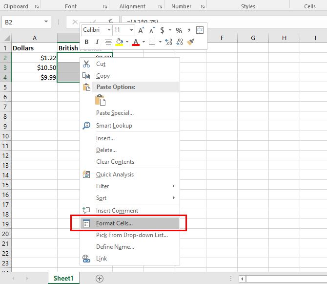 Как использовать различные символы валют в определенных ячейках в Excel Excel Currency 2