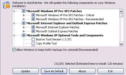 Скриншот Windows AutoPatcher