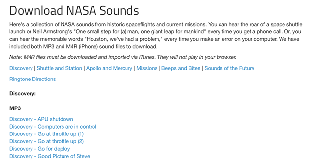 НАСА звуки