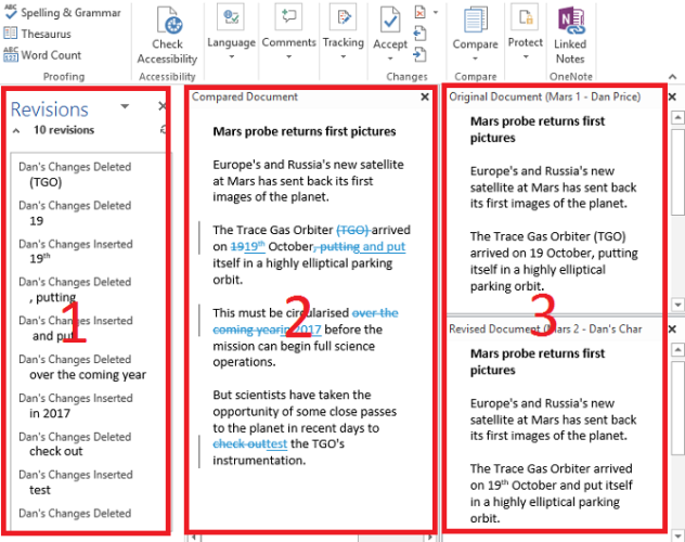 Microsoft Word сравнить документы все версии
