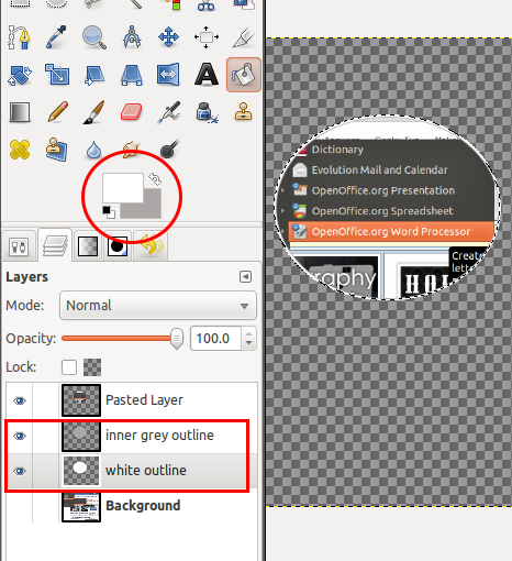 Как создать простой увеличенный эффект на скриншотах в GIMP 8