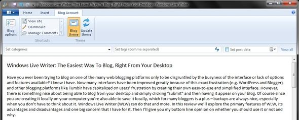 Windows Live блог писателя