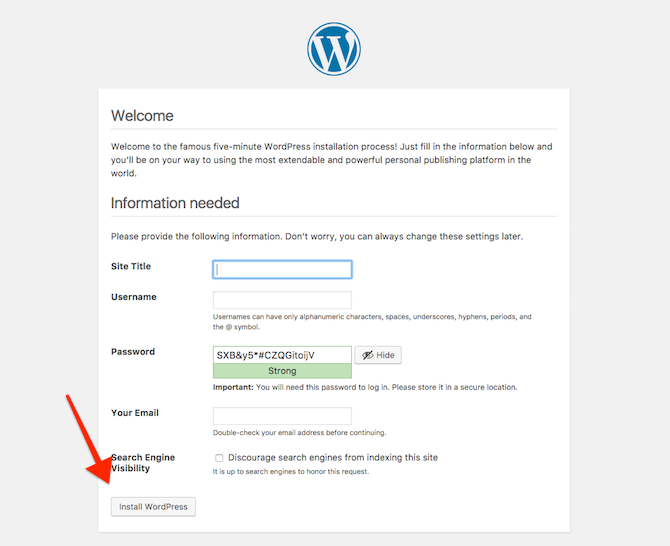 установить WordPress на облаке 9 3