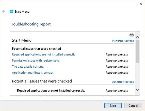 Проблемы с меню «Пуск» или «Кортана»? Использование меню «Пуск» Устранение неполадок Windows 10 Отчет меню «Пуск»
