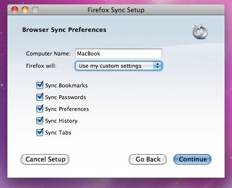 4+ бесплатные альтернативы XMarks для синхронизации ваших закладок Firefox Sync Setup 2