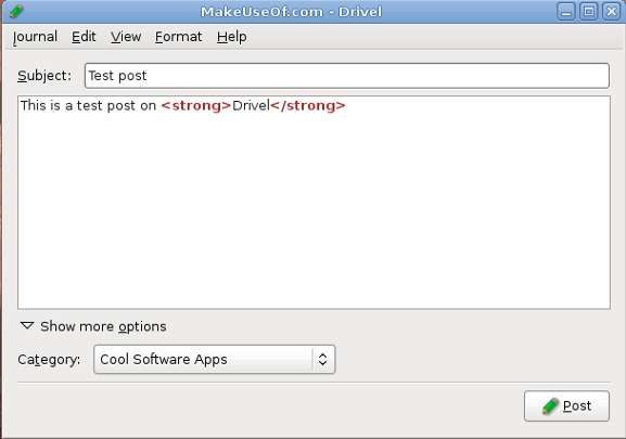 drivel - живой редактор блогов ubuntu