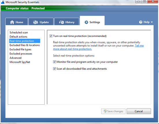 Бесплатный пакет безопасности для Windows: Microsoft Security Essentials image2