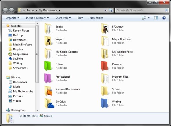цветной код Windows Explorer