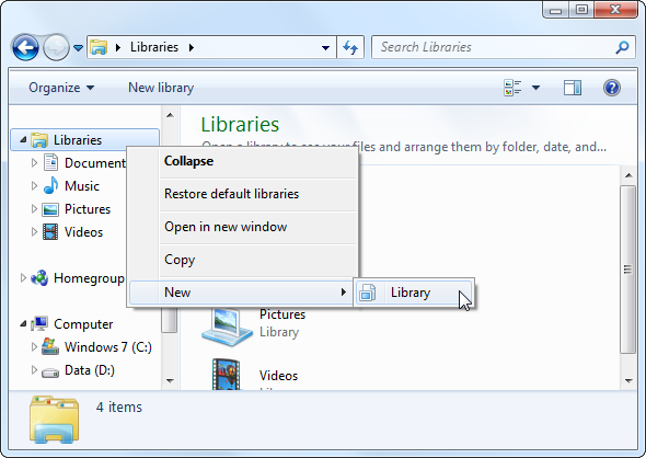 библиотеки Windows 8