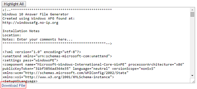 Генератор ответов Windows Общие настройки Загрузка XML