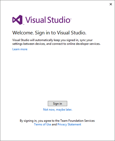 Microsoft выпускает Visual Studio 2013 для загрузки visualstudiosignin